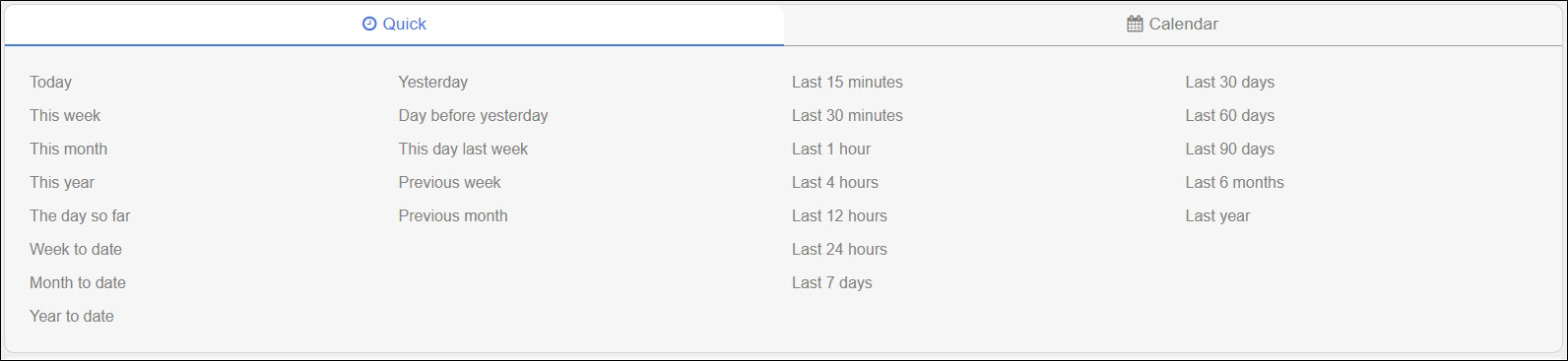 Alerts Quick Option Timeframes