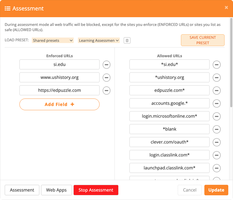 Edited Class Assessment Window