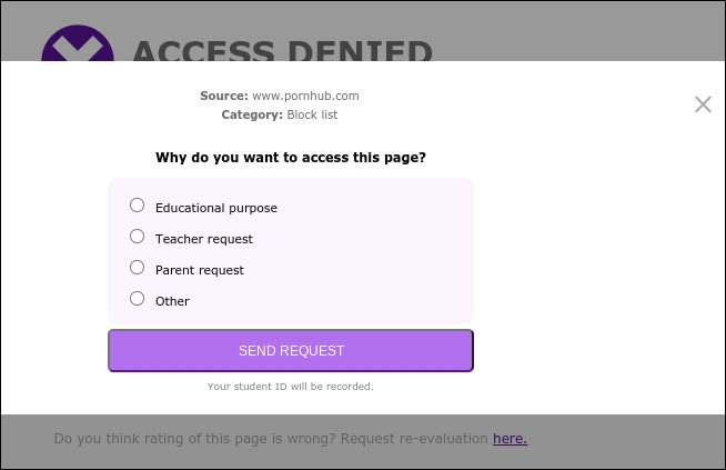 Access Denied Screen With Reason