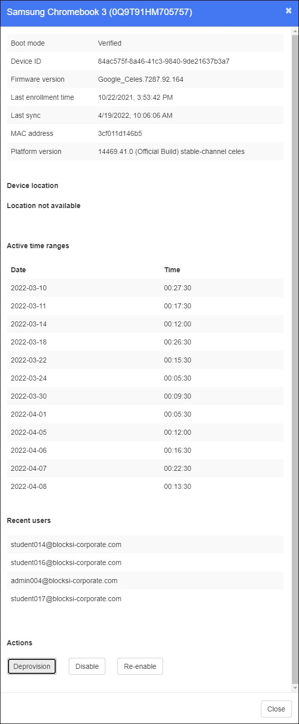 Device Details Window
