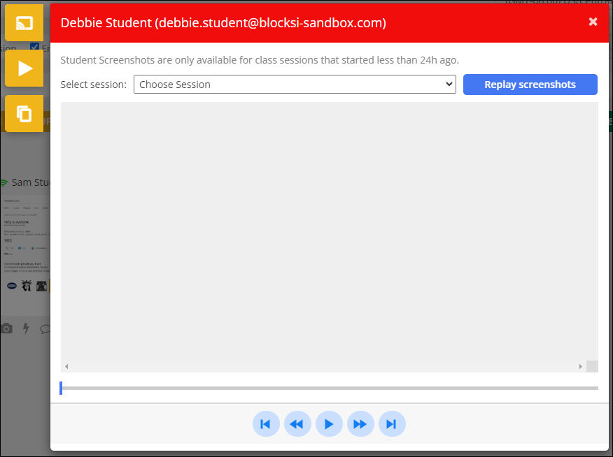 Show Student Screenshot History Window