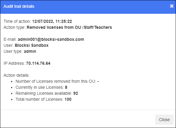 Audit Trail Details Window