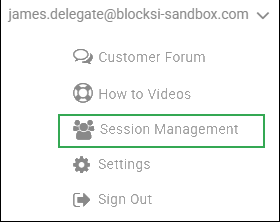 Delegate Action Bar Drop Down List - Session Management Option