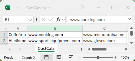 Exemplo de arquivo de exportação de categorias personalizadas