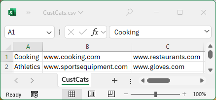 Custom Categories Export Sample File