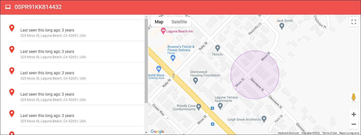 Lost Device Map