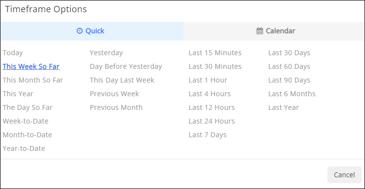 Areas of Concern Screen Timeframe Section Areas of Concern Screen Timeframe Section