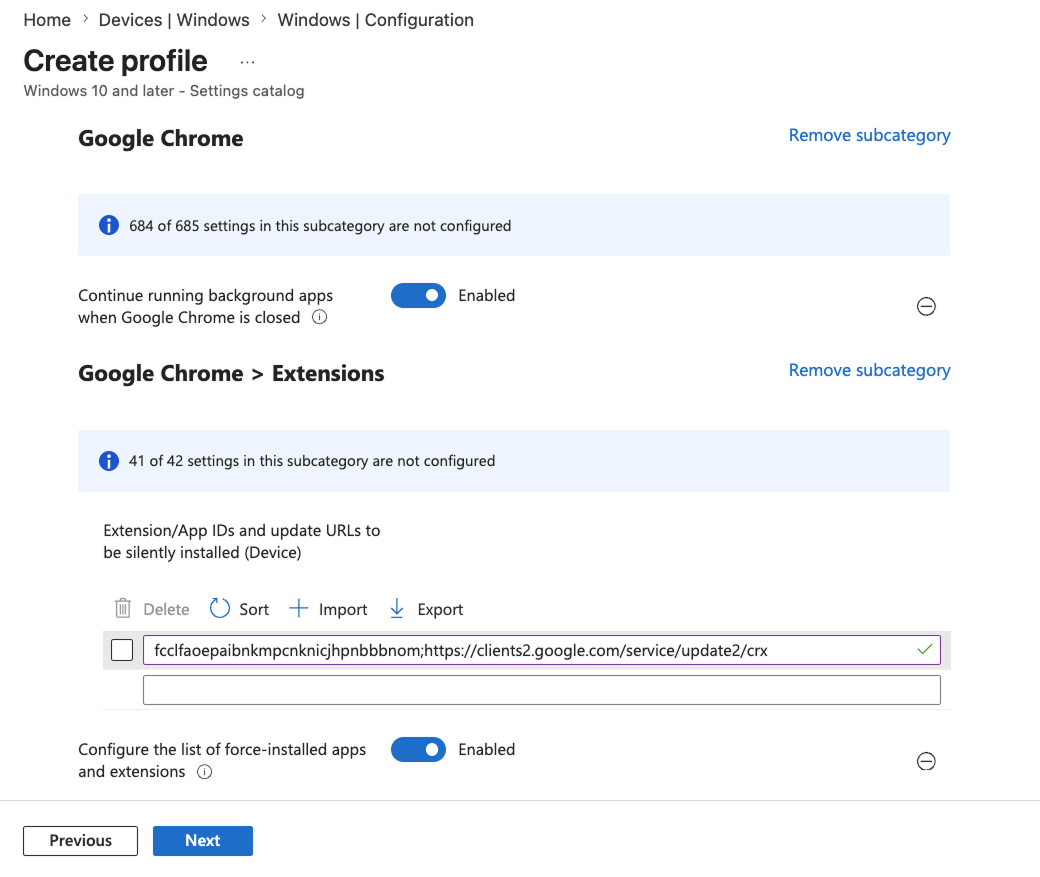 Guia Configurações - Criar um perfil
