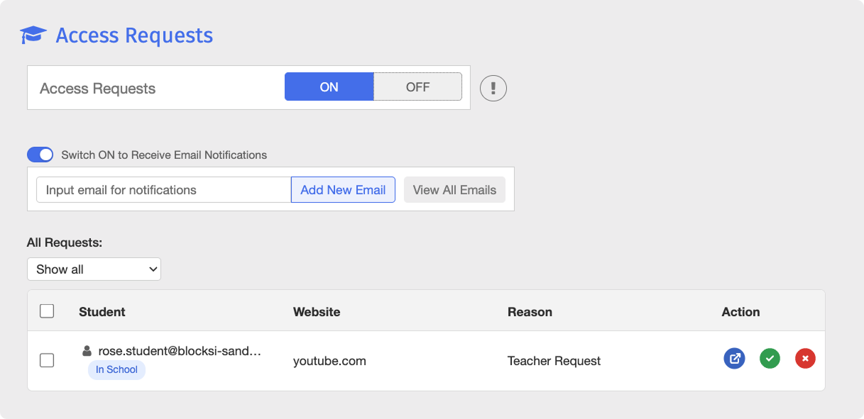 Access Requests Page