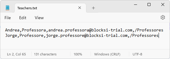 Exemplo de arquivo de texto