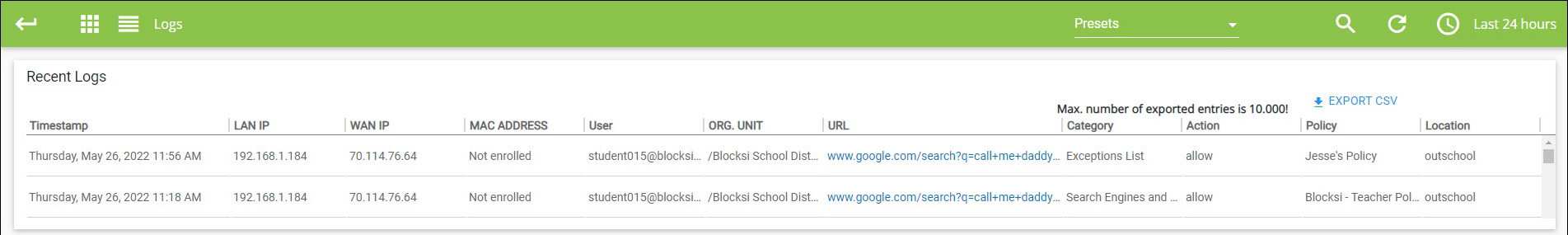 DNS Analytics Logs