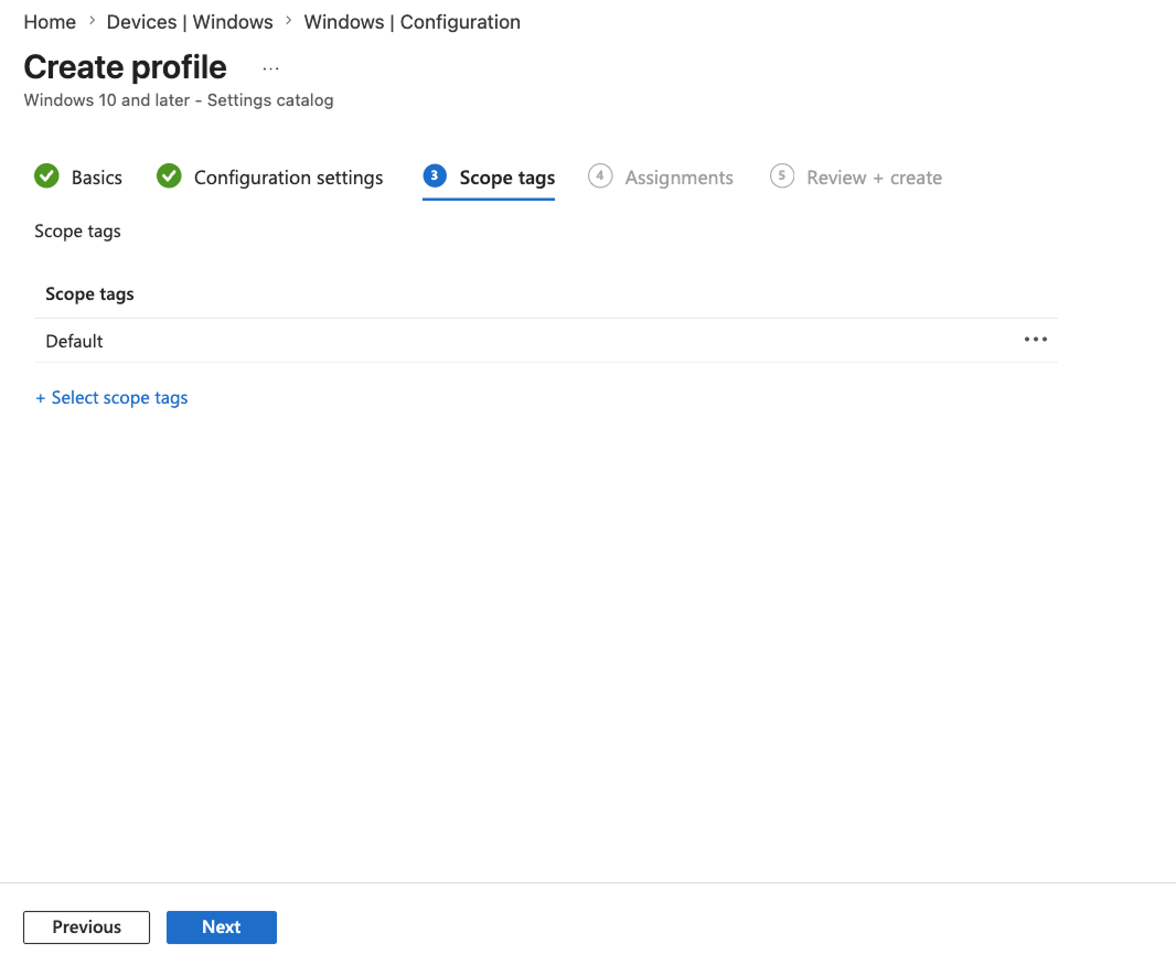 Guia Tags de escopo - Crie um perfil