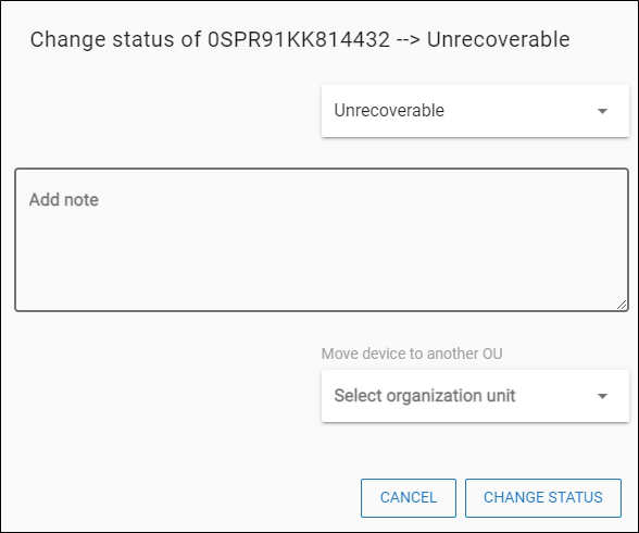 Change Device Status Window