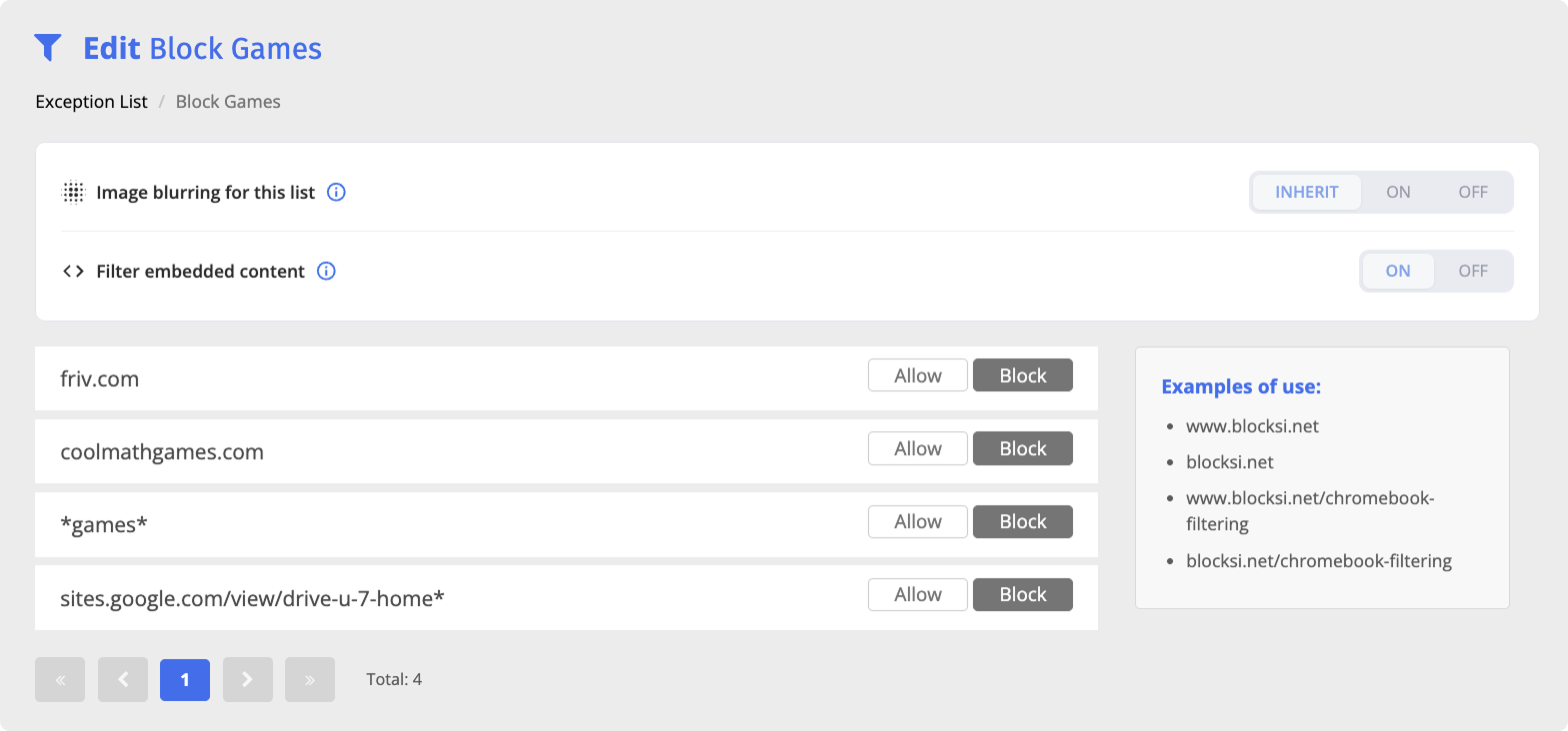Shared Exception List Entries