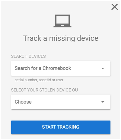 Track a Missing Device Window