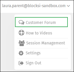 Parent Action Bar Drop Down List - Customer Forum Option