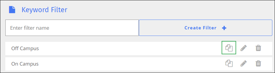 YouTube Keyword Filter Screen - Duplicate Icon
