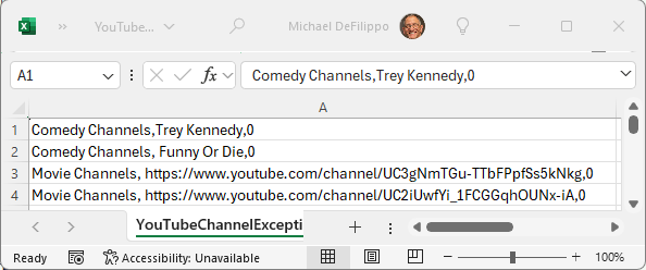 YouTube Channel Exception List Import Sample File YouTube Channel Exception List Import Sample File