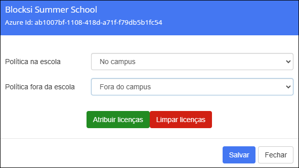 Janela de grupo do Azure AD - Atribuir licenças