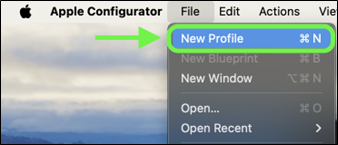 Novo perfil do Apple Config