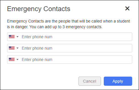 Emergency Contacts Window