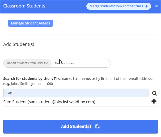 Classroom Students Window Results