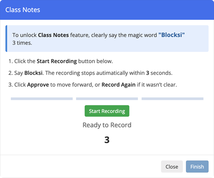 Class Notes Configuration Window