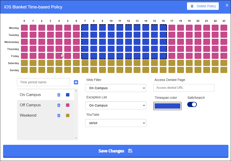 Create iOS Blanket Time-based Policy - Completed Policy Completed Policy Window