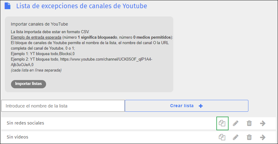 YouTube Channel Exception List Screen - Duplicate Icon YouTube Channel Exception List Screen - Duplicate Icon