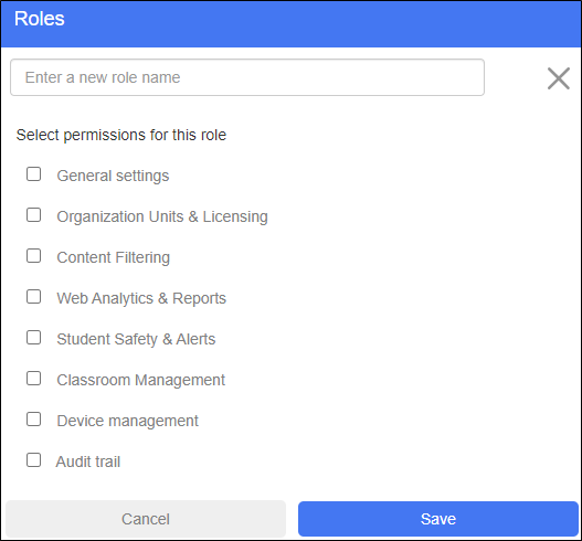 Administrators and Roles Screen -­ Role Fields