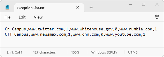 Exception List Import Sample File