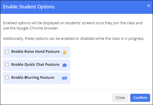 Enable Student Options Window