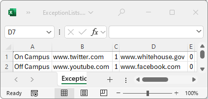 Exception List Import/Export Sample File