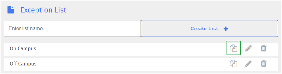 Exception List Screen - Duplicate Icon