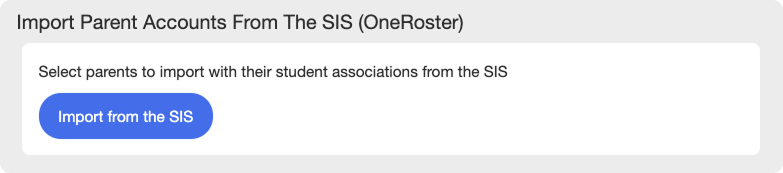 Seção Importar contas de pais do SIS (OneRoster)