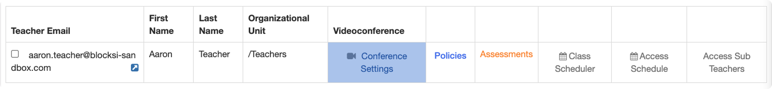 Botão Configurações de conferência