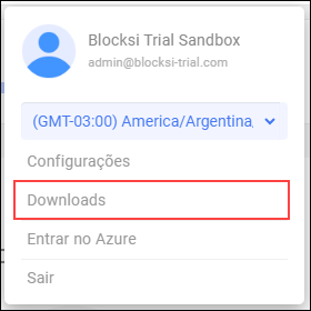 Ícone de usuário da barra de ação do administrador - Opção de downloads