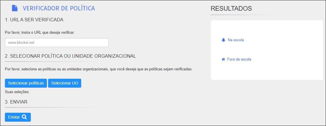 Tela do Verificador de Políticas