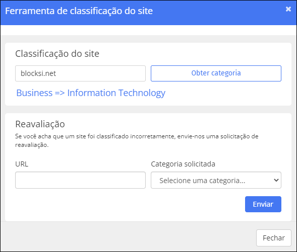 Resultado da ferramenta de classificação do site do professor