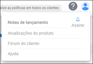 Ícone de ajuda da barra de ação do administrador