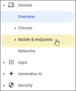 Selecione Endpoints Móveis