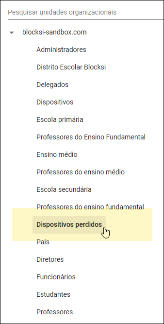 Google Admin Console - Selecionar dispositivos perdidos