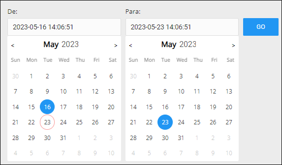 Calendário de Período de Análise da Web