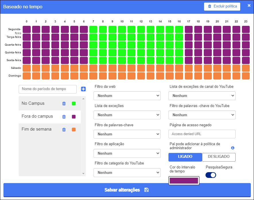 Criar política baseada em tempo - Política concluída