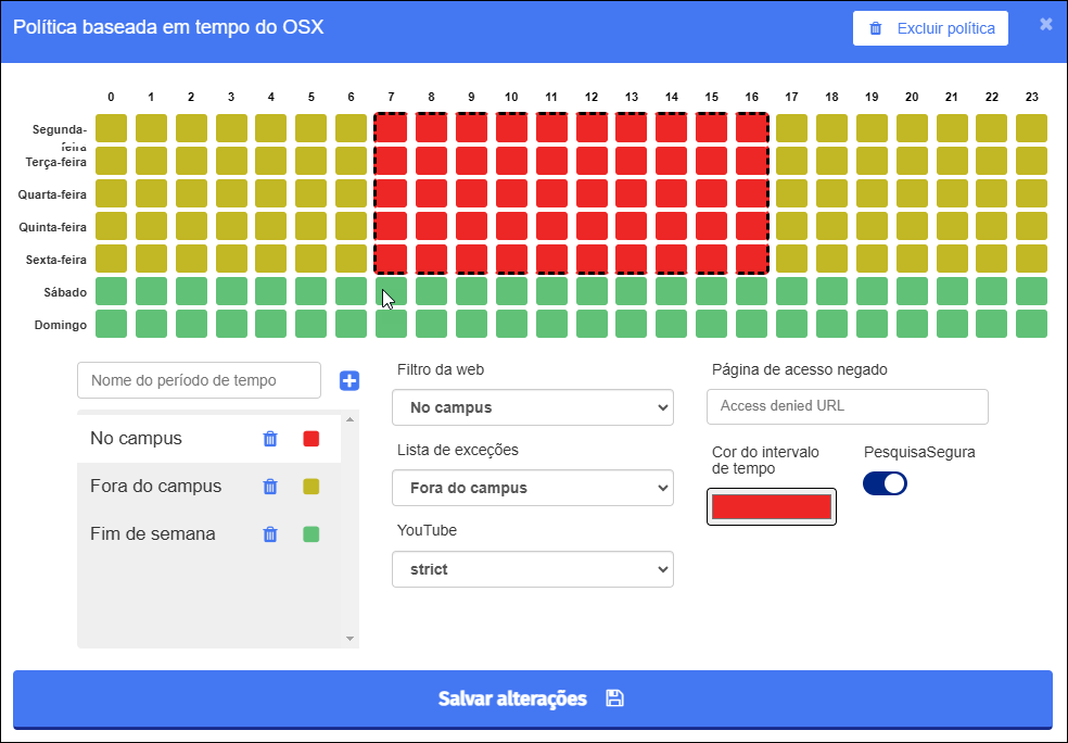 Criar política baseada em tempo do OSX - Política concluída