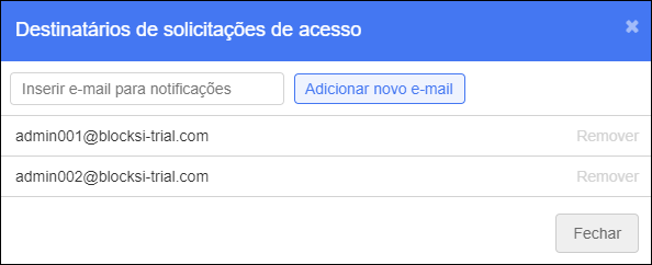 Destinatários de solicitações de acesso