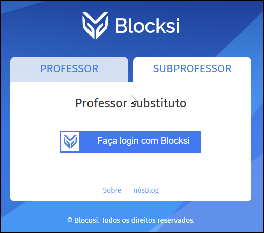 Página de login do professor substituto