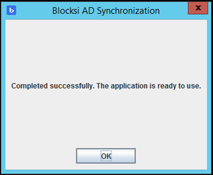 Janela de autenticação de sincronização do AD concluída