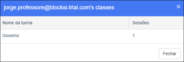 Tela Class Vitals - Lista de classes