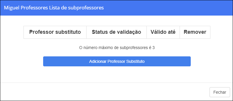 Adicionar janela de professor substituto